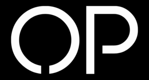 OP Logo Design Logo featuring the letters O and P in a stylized design on a black background.